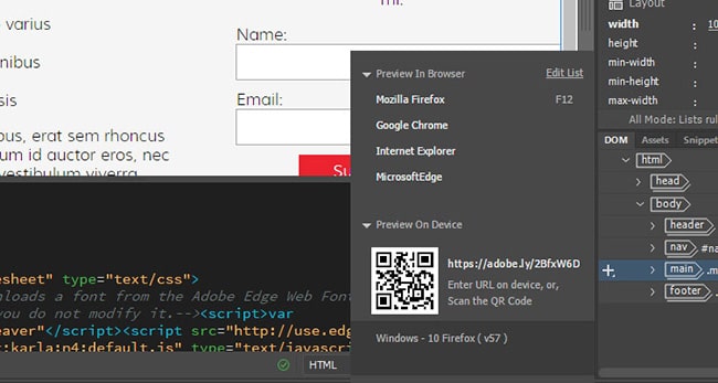 Xem trước giao diện trên trình duyệt, thiết bị di động